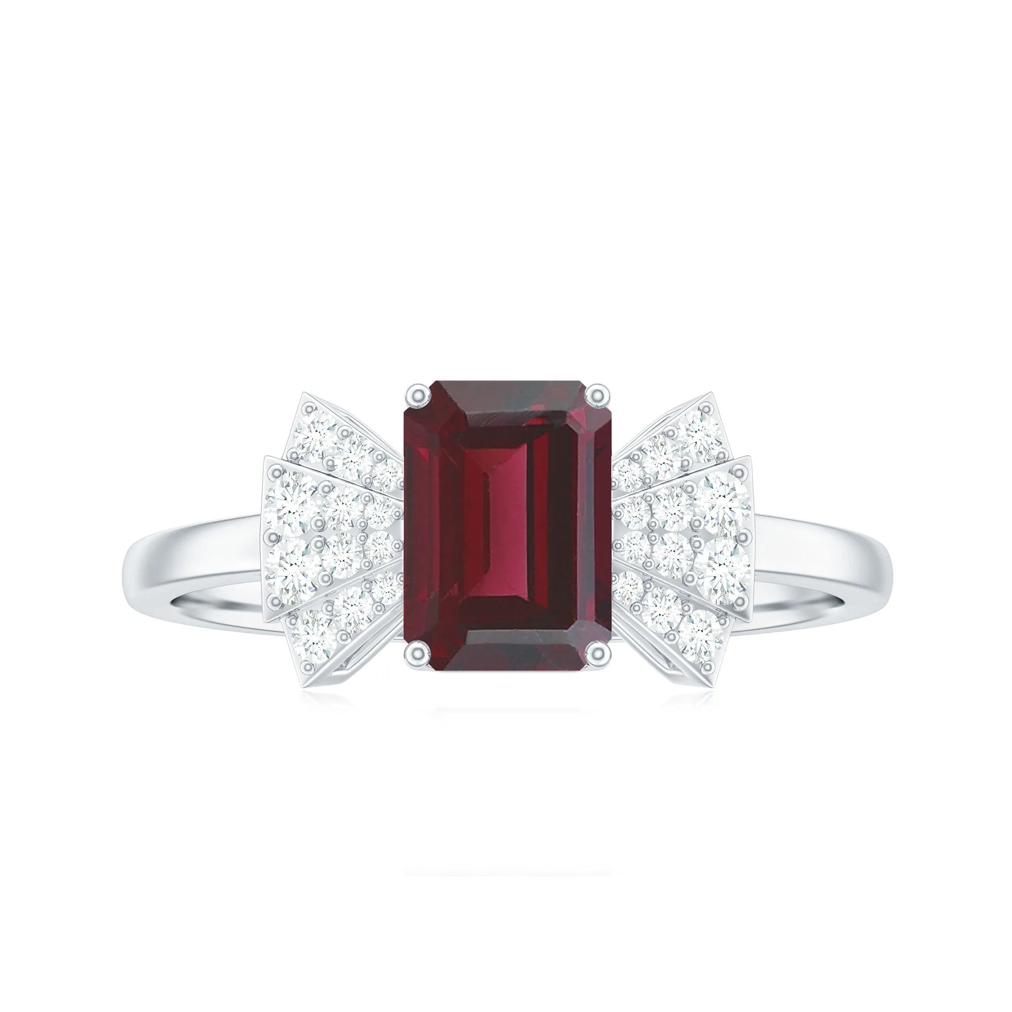 2.50 CT Designer Rhodolite Solitaire Ring with Diamond Stones