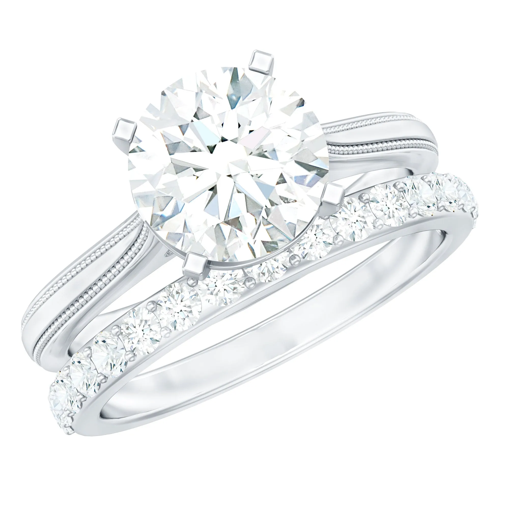 2.75 CT Minimal Moissanite Engagement Enhancer Ring Set