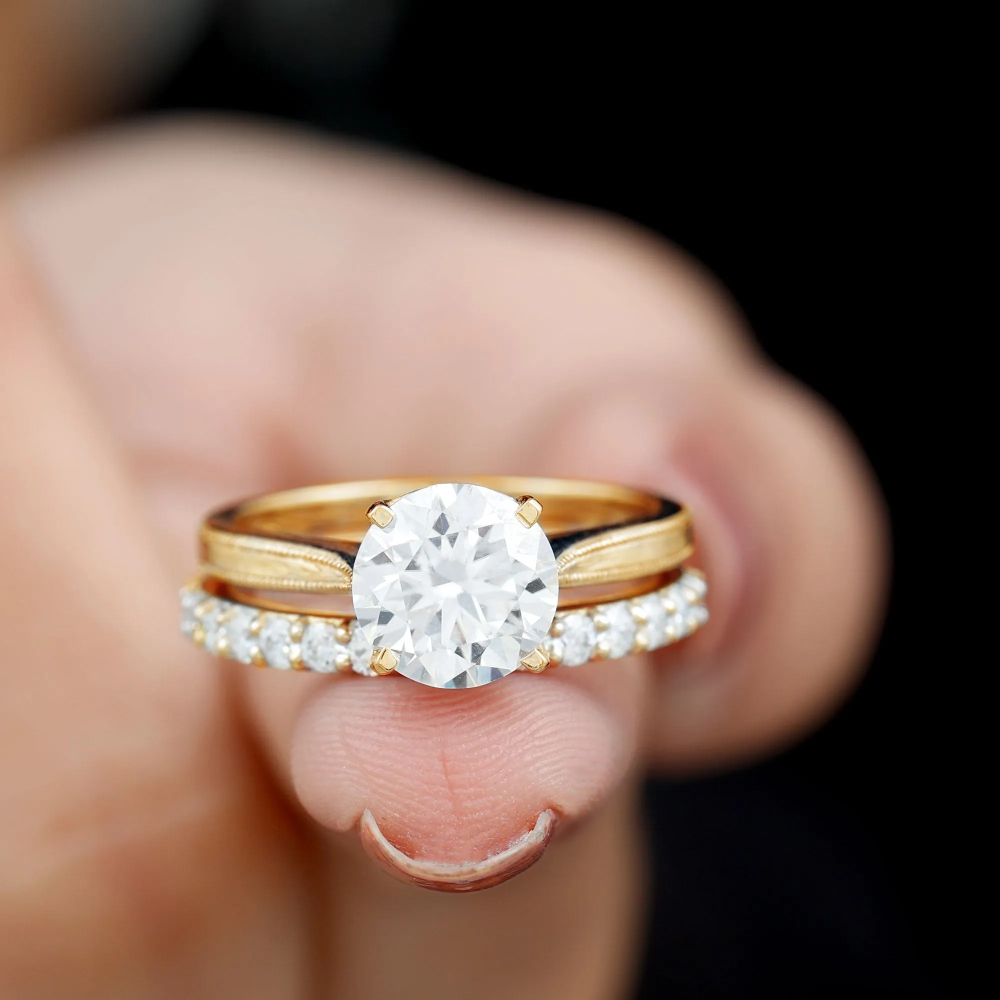 2.75 CT Minimal Moissanite Engagement Enhancer Ring Set