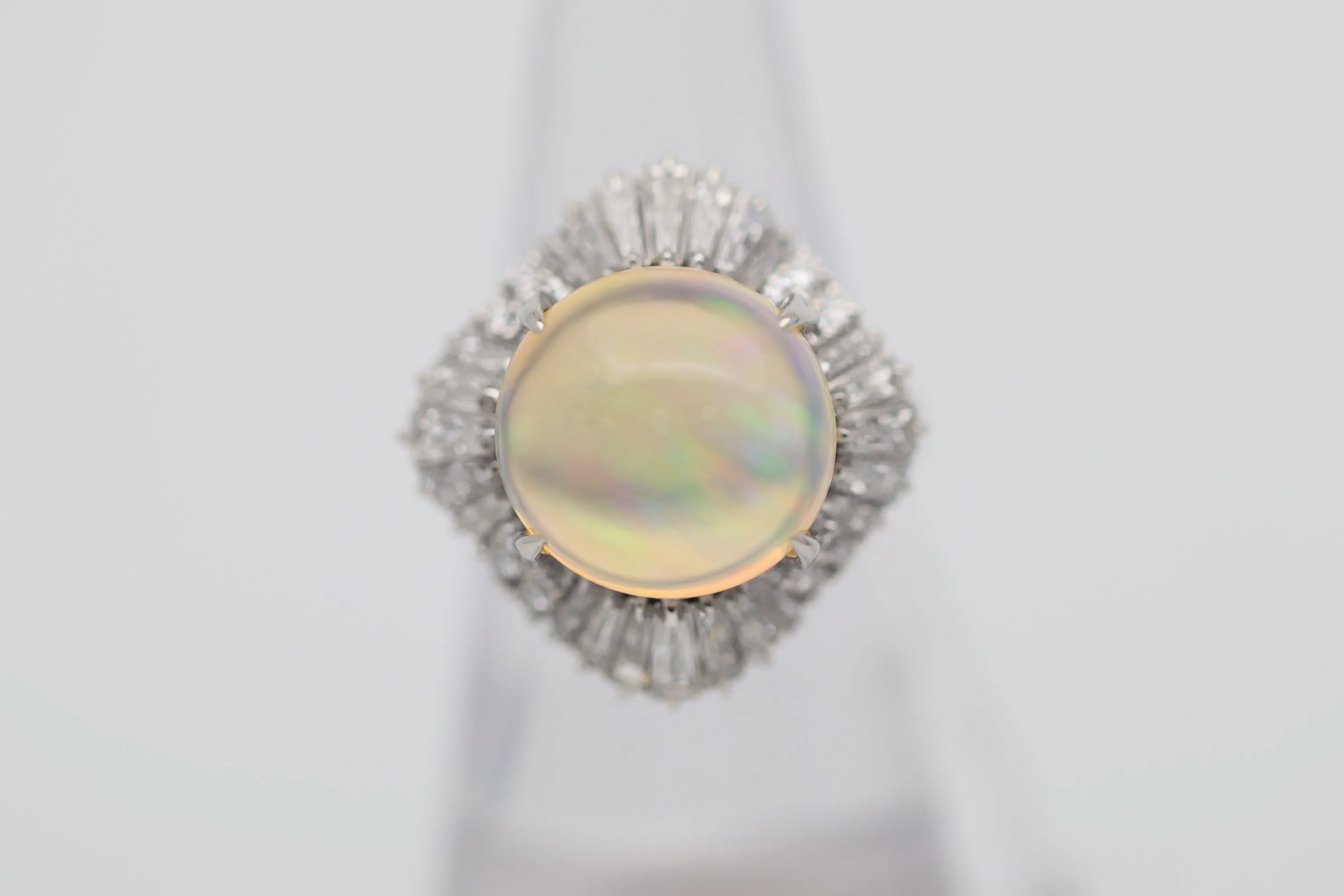 8.59 Carat “Disco Ball” Fire Opal Diamond Platinum Cocktail Ring