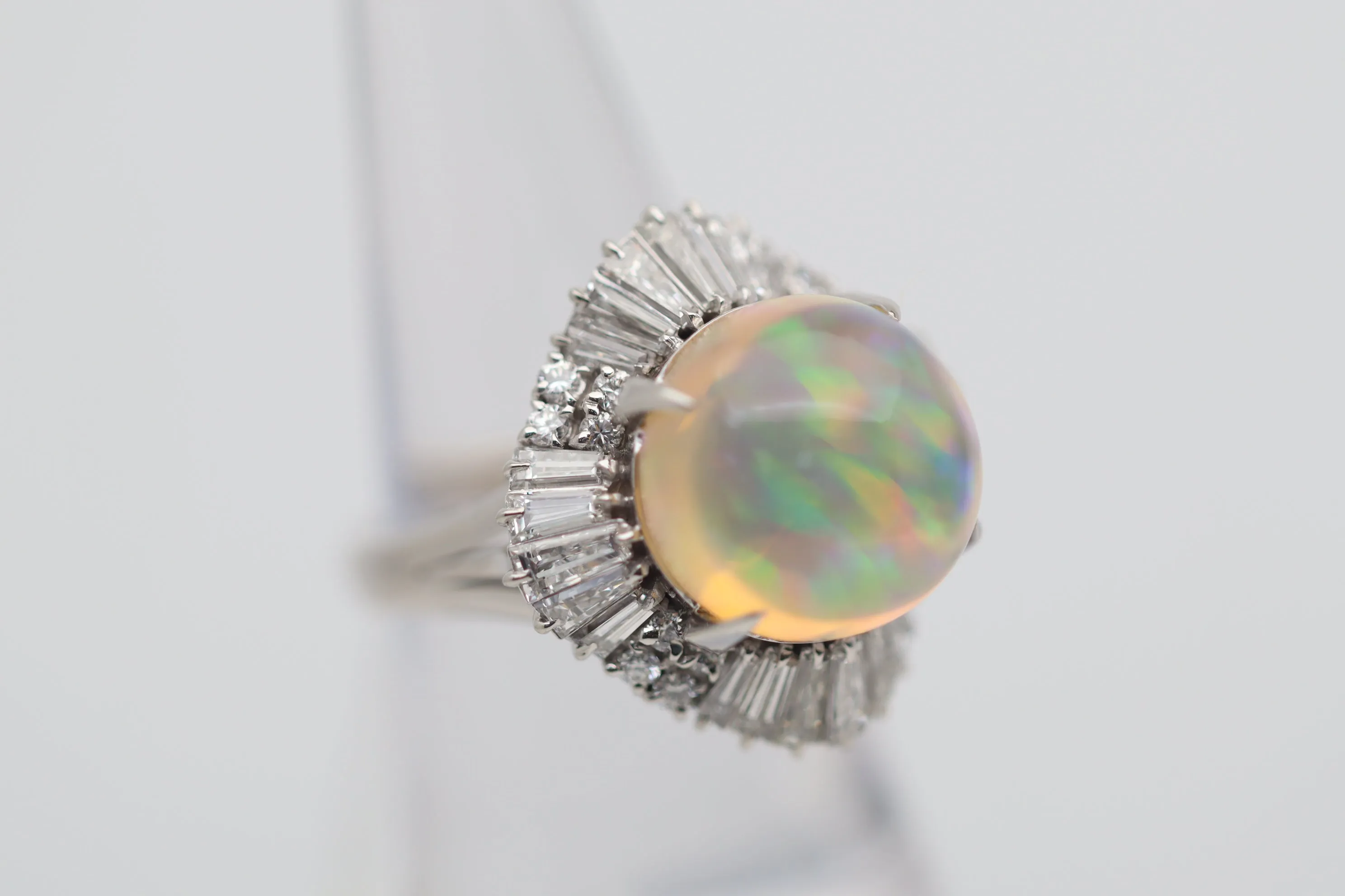 8.59 Carat “Disco Ball” Fire Opal Diamond Platinum Cocktail Ring