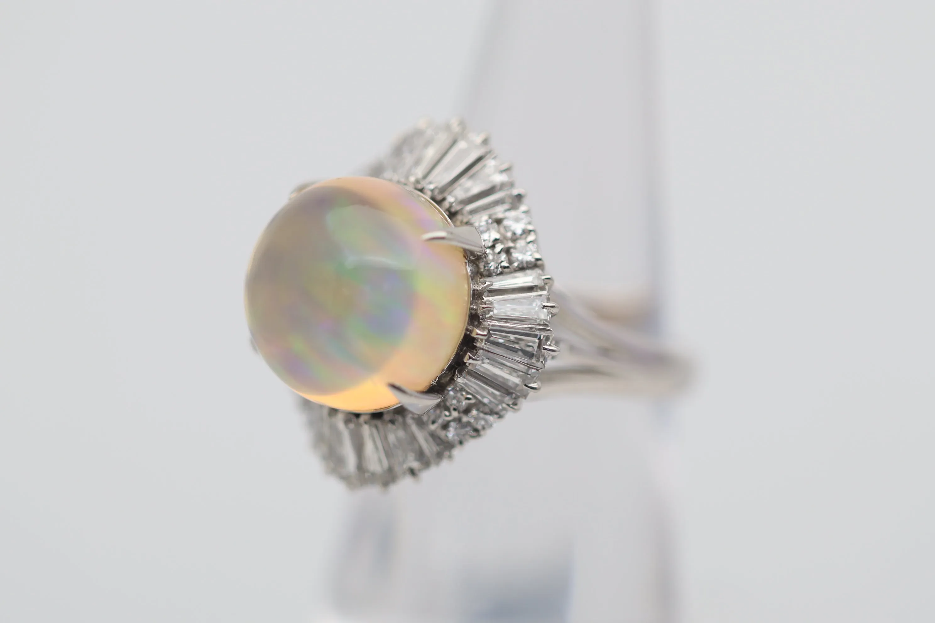 8.59 Carat “Disco Ball” Fire Opal Diamond Platinum Cocktail Ring