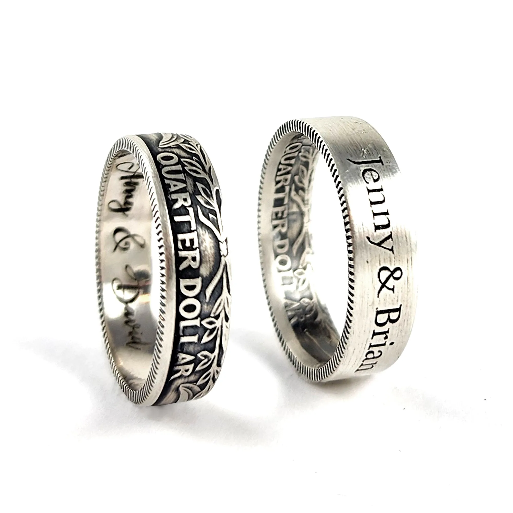 90% Silver Custom Engraved Quarter Ring - 25th Anniversary Gift