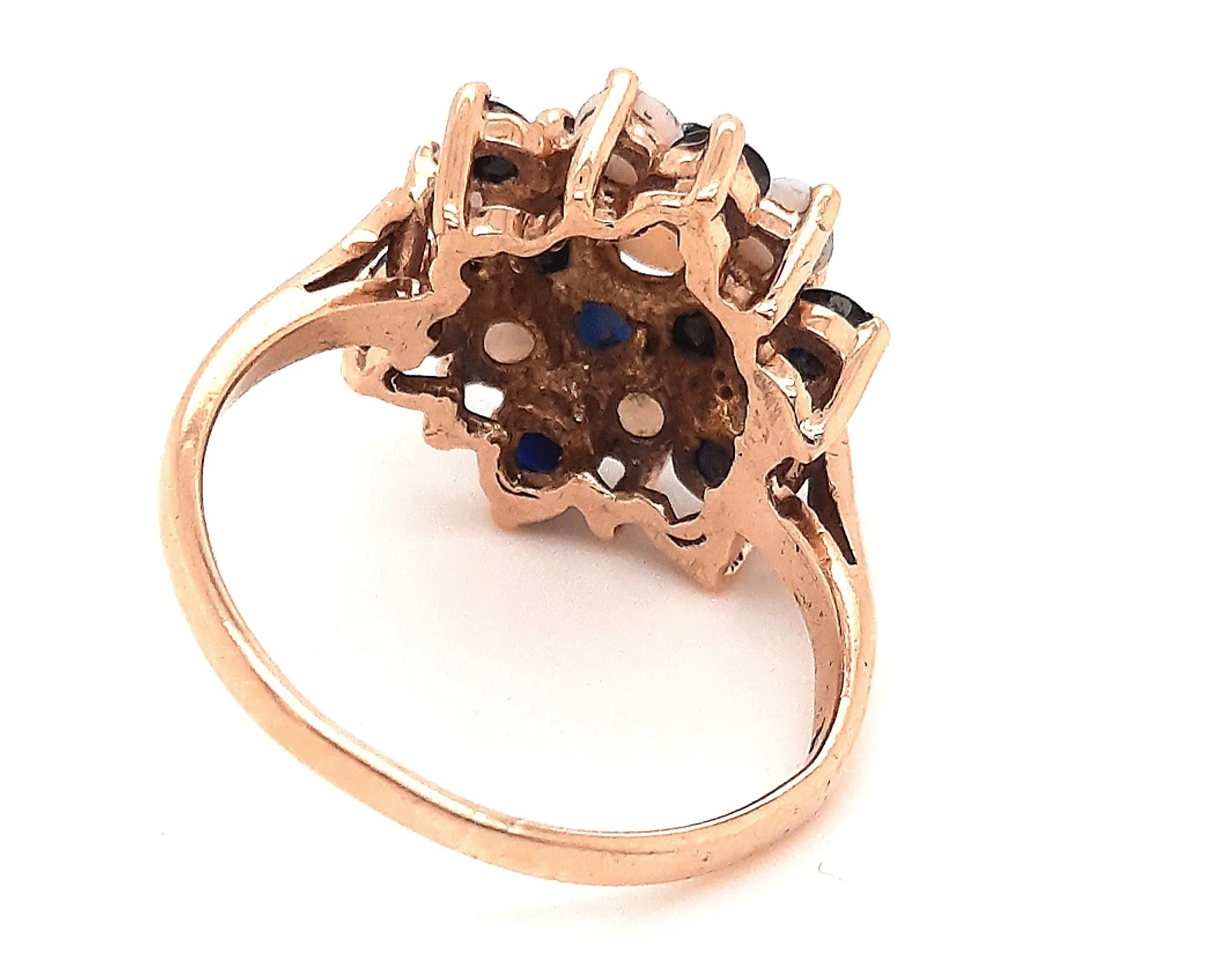 9ct Yellow Gold Opal & Sapphire Cluster Ring