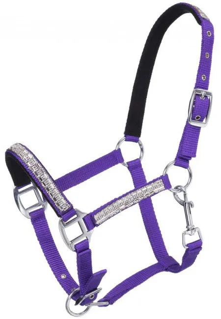 Adjustable Nylon Miniature Halter with Crystal Accents - Purple