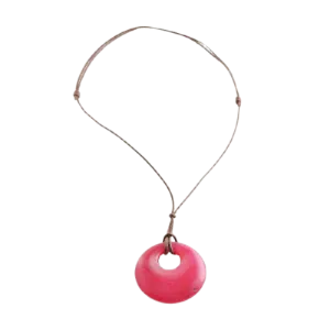 Barse Leather and Fuschia Jade Necklace