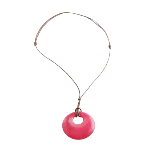 Barse Leather and Fuschia Jade Necklace