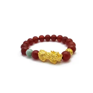 Beaded Jade Touch Pixiu Bracelet (24K)