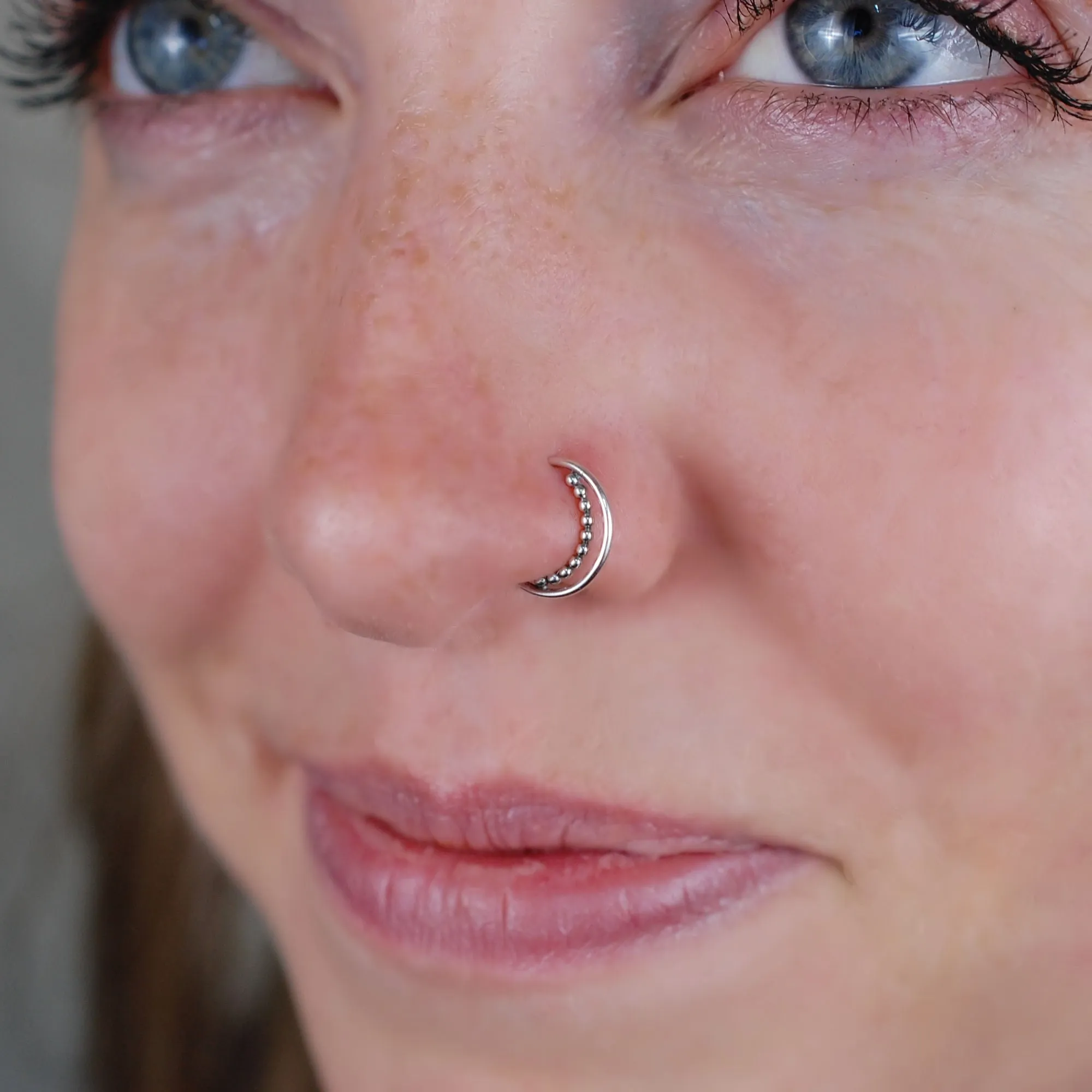 Beaded Silver Nose Ring