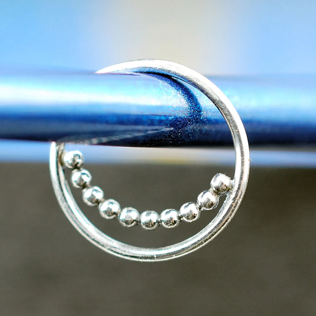 Beaded Silver Nose Ring