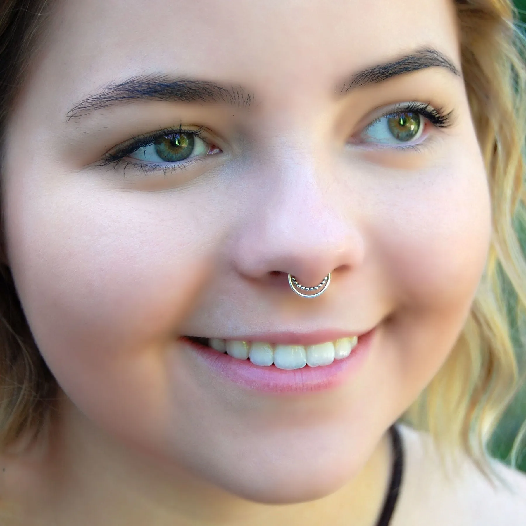 Beaded Silver Nose Ring