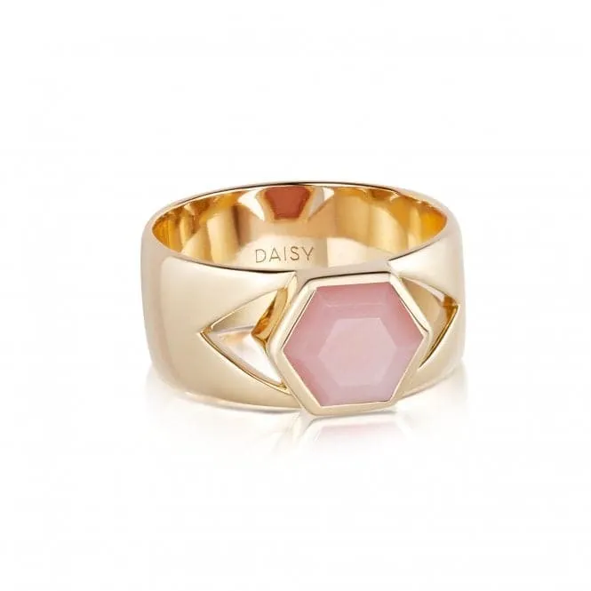 Beloved Bold Pink Opal Band 18ct Gold Plated Ring JR08_GP