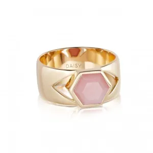 Beloved Bold Pink Opal Band 18ct Gold Plated Ring JR08_GP