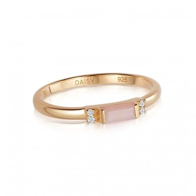 Beloved Fine Pink Opal Band 18ct Gold Plated Ring JR03_GP