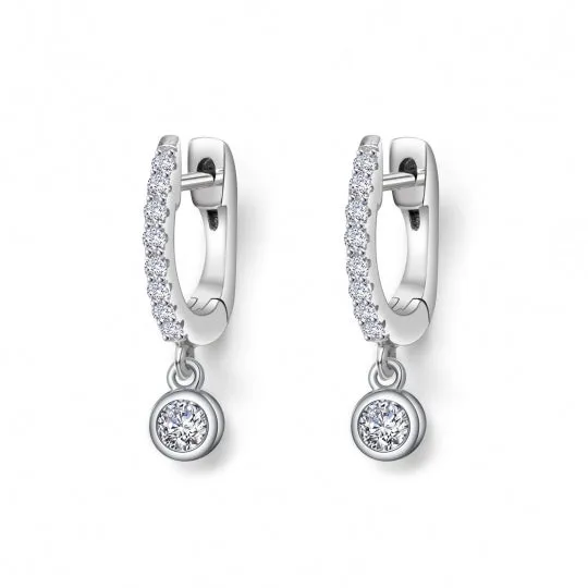 Bezel Set Simulated Diamond Huggie Earrings by LaFonn