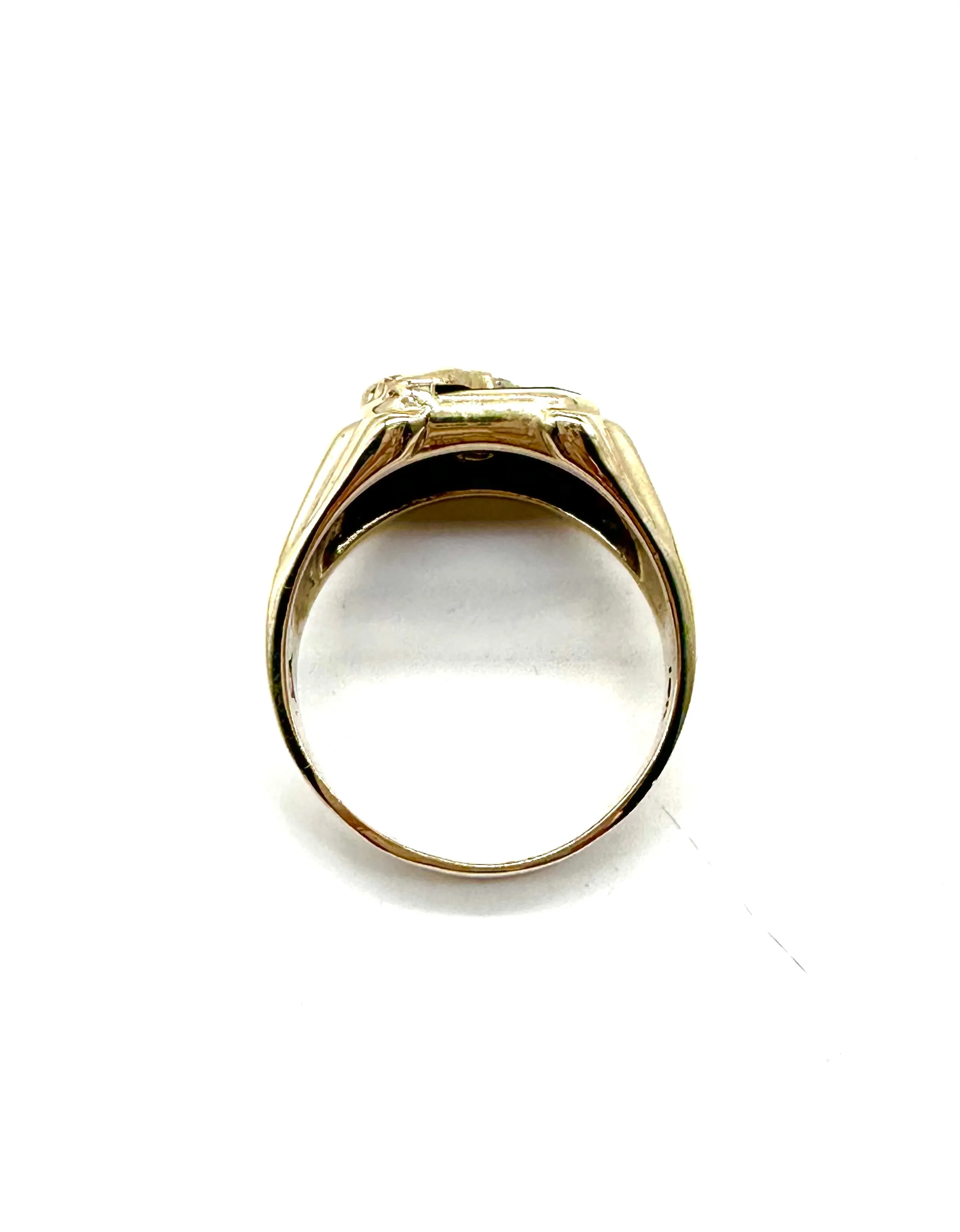 Black Onyx with diagonal diamond nugget bar ring