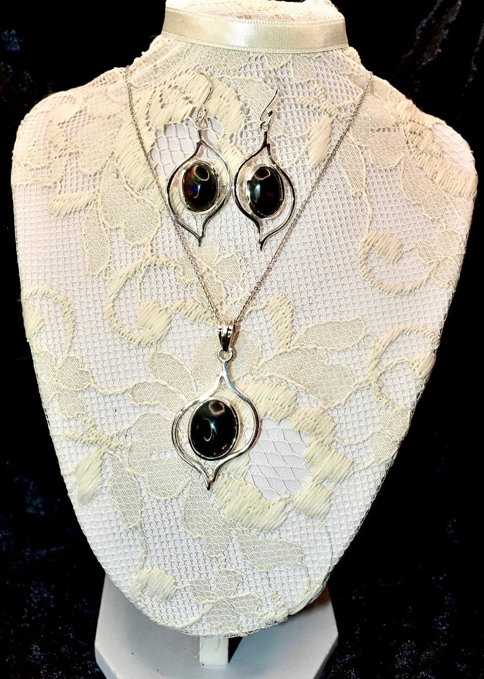 Black Opal Asymmetric Pendant