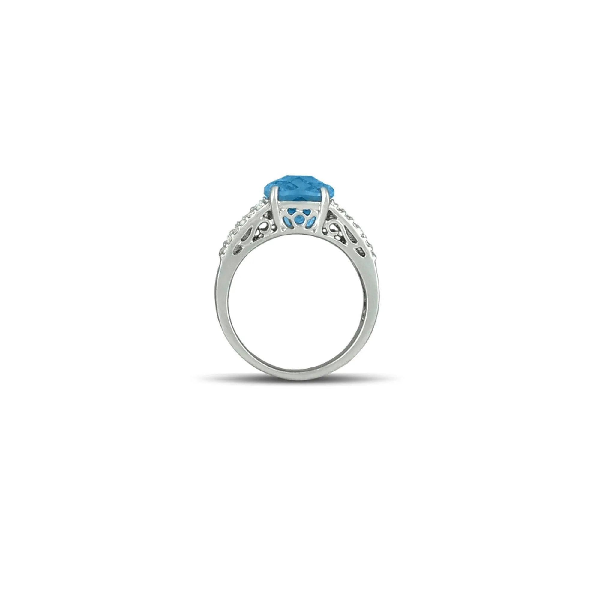 Blue Topaz and White Topaz Fashion Silver Ring