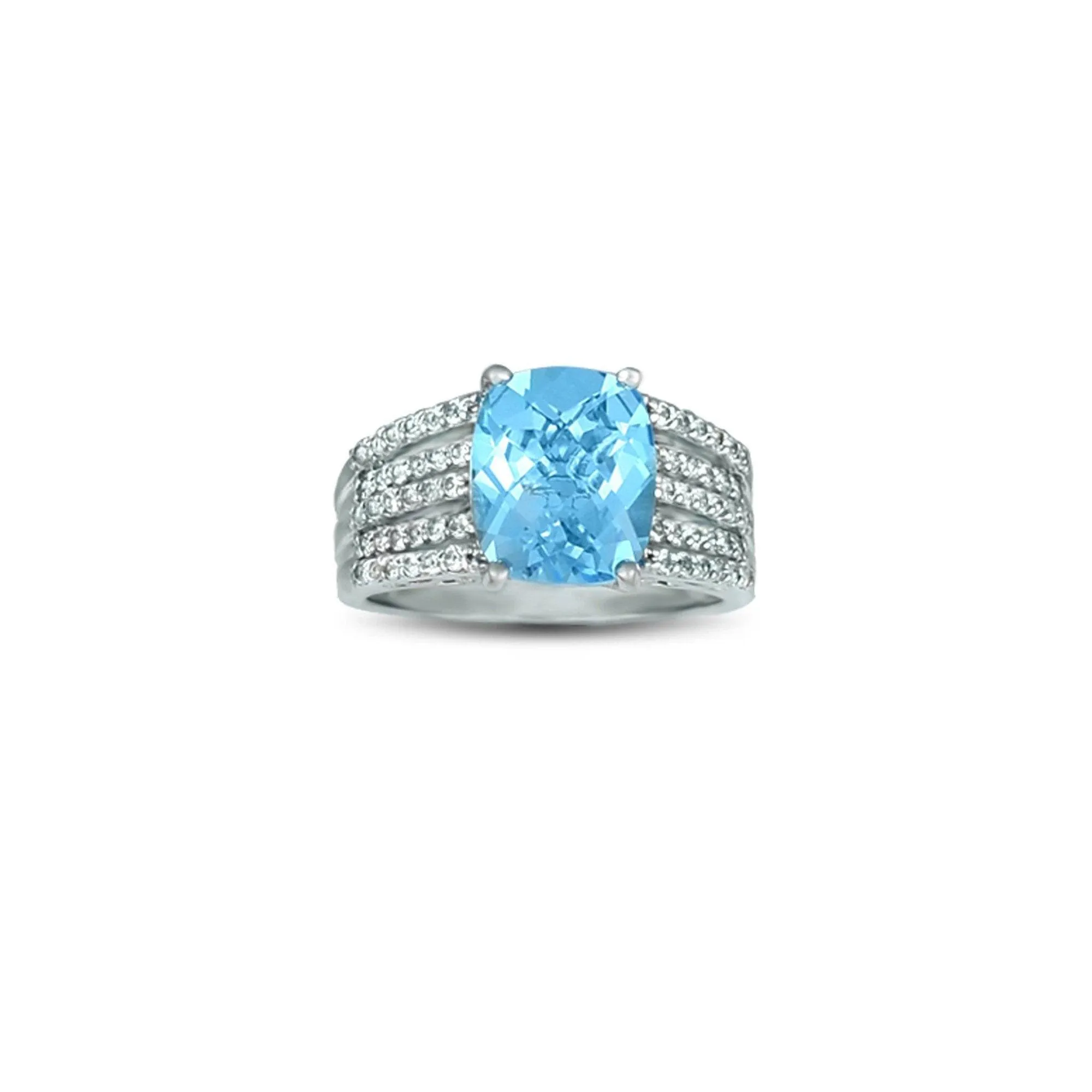 Blue Topaz and White Topaz Fashion Silver Ring