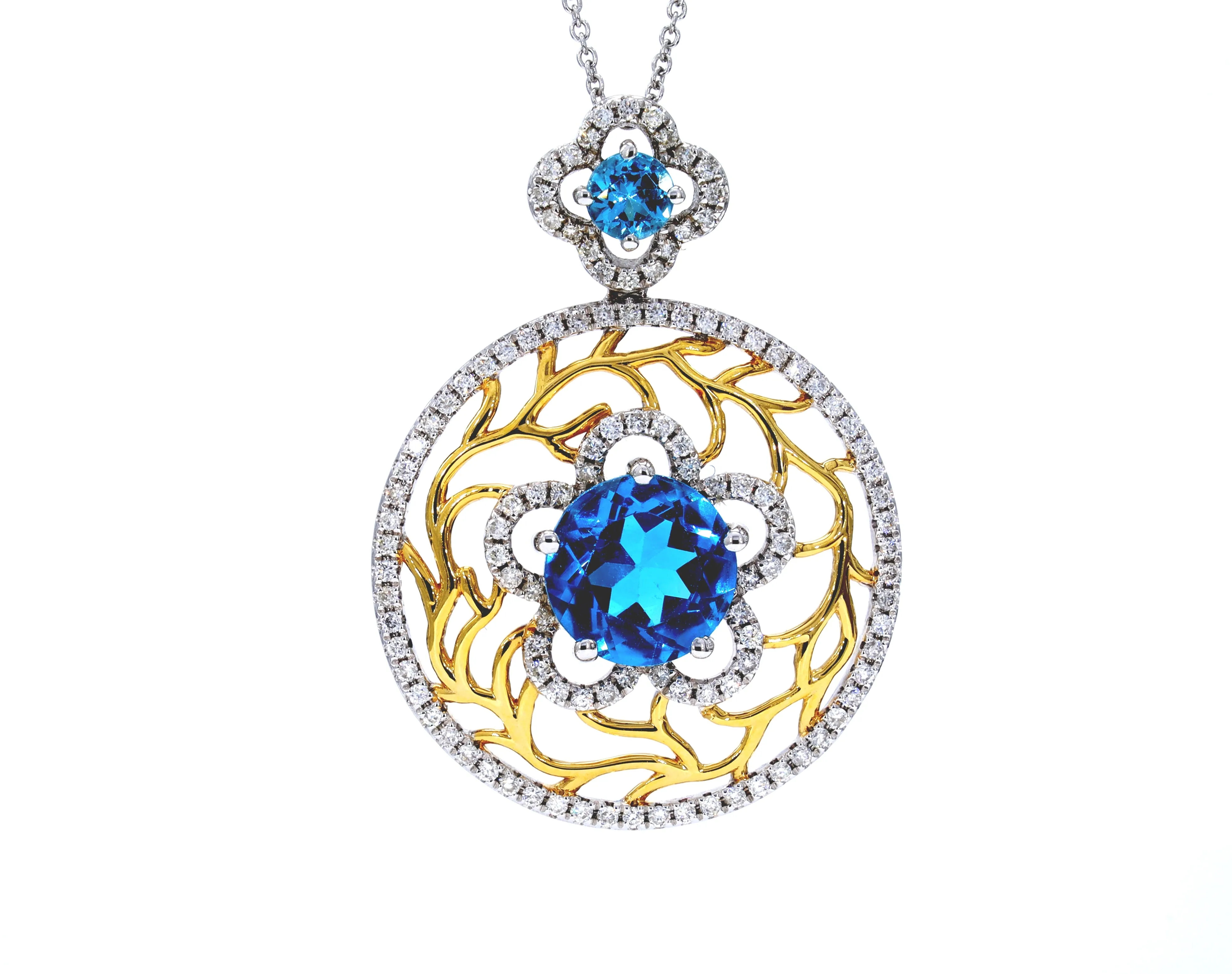 Blue Topaz Diamond Pendant