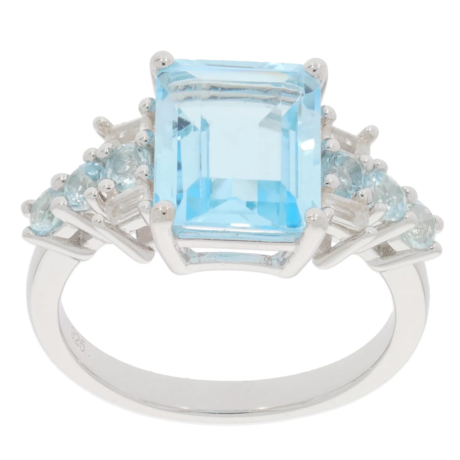 Blue Topaz Sterling Silver Ring with Accent