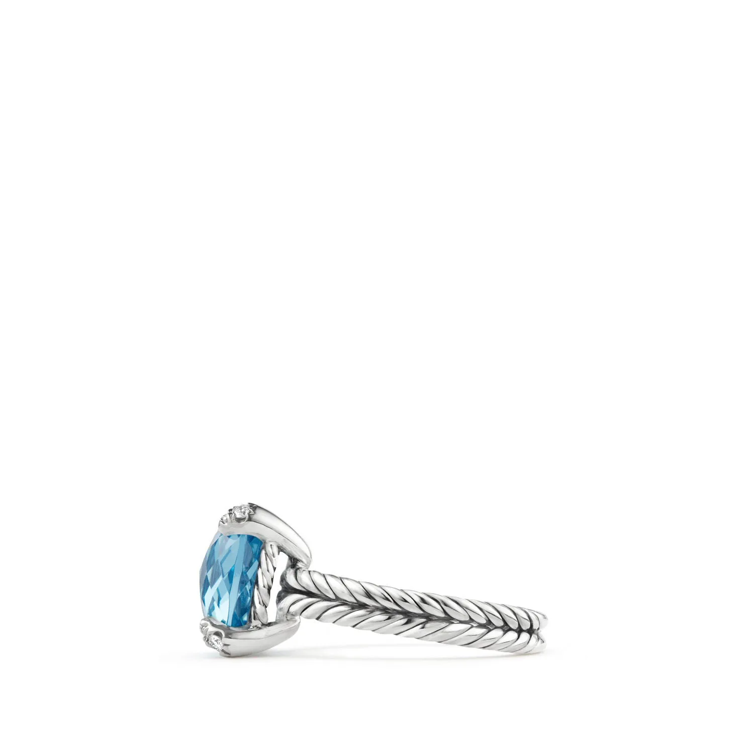 Châtelaine® Ring with Blue Topaz and Diamonds, 11mm, Size 8