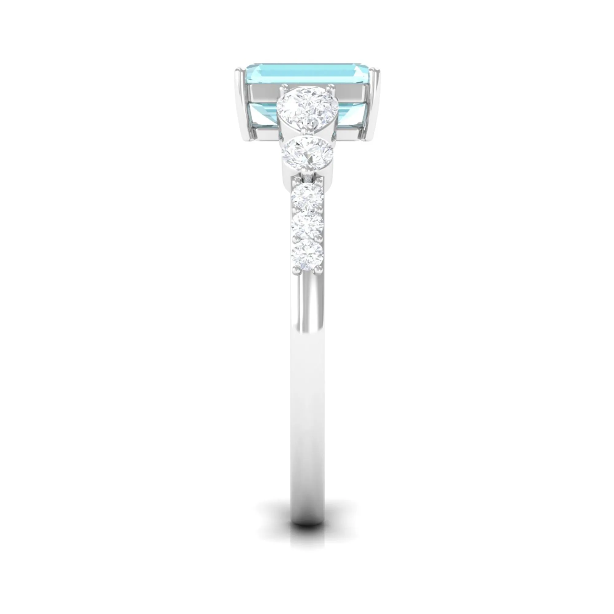 Classic Emerald Cut Sky Blue Topaz Solitaire Engagement Ring with Moissanite