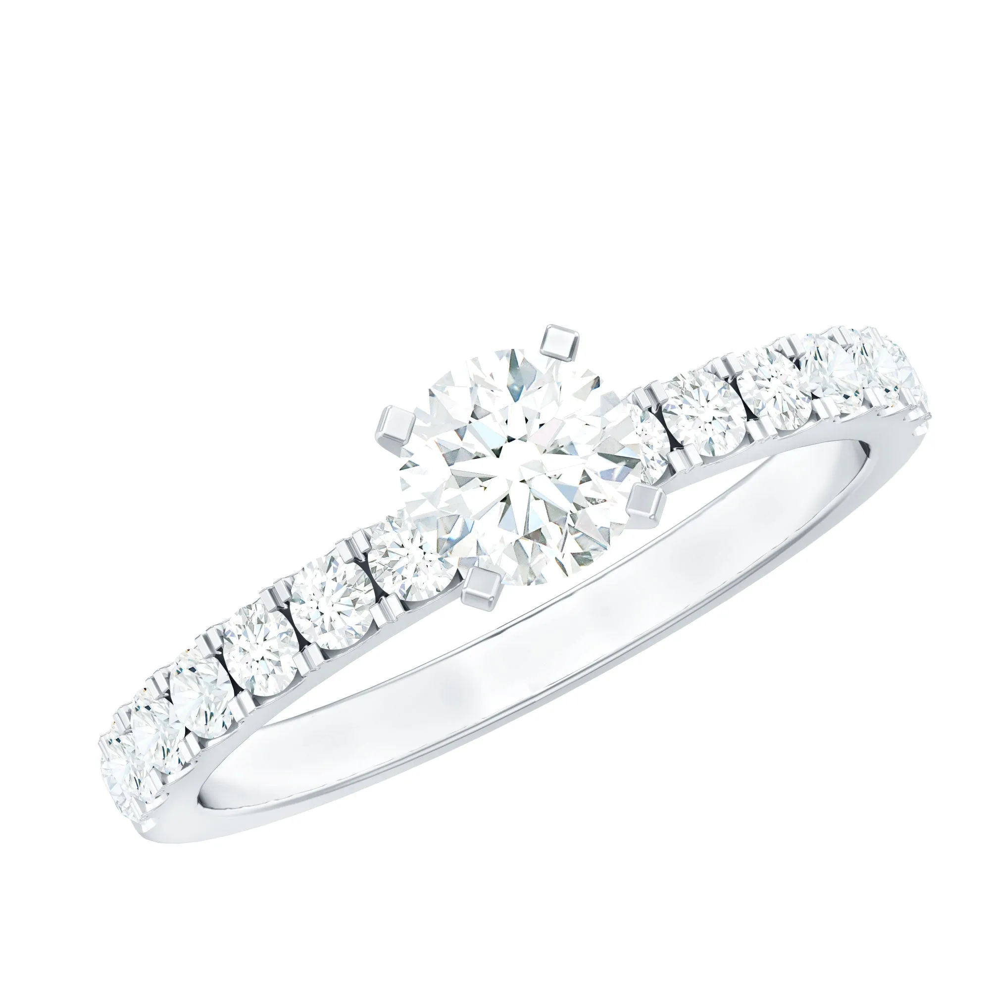 Classic Moissanite Engagement Ring with Side Stones