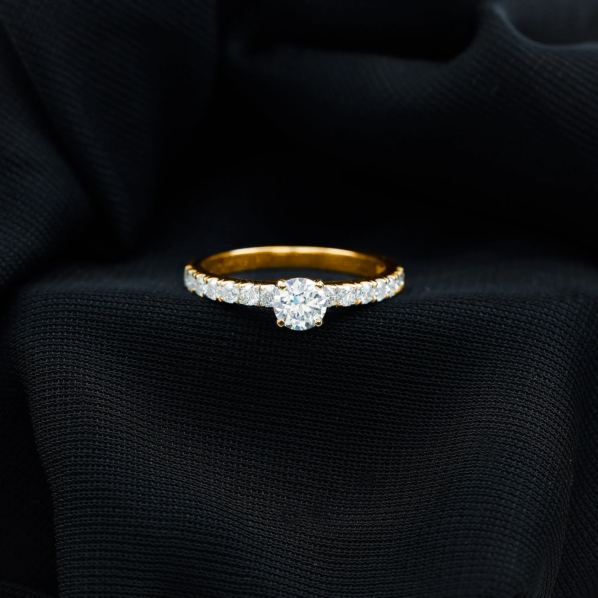 Classic Moissanite Engagement Ring with Side Stones