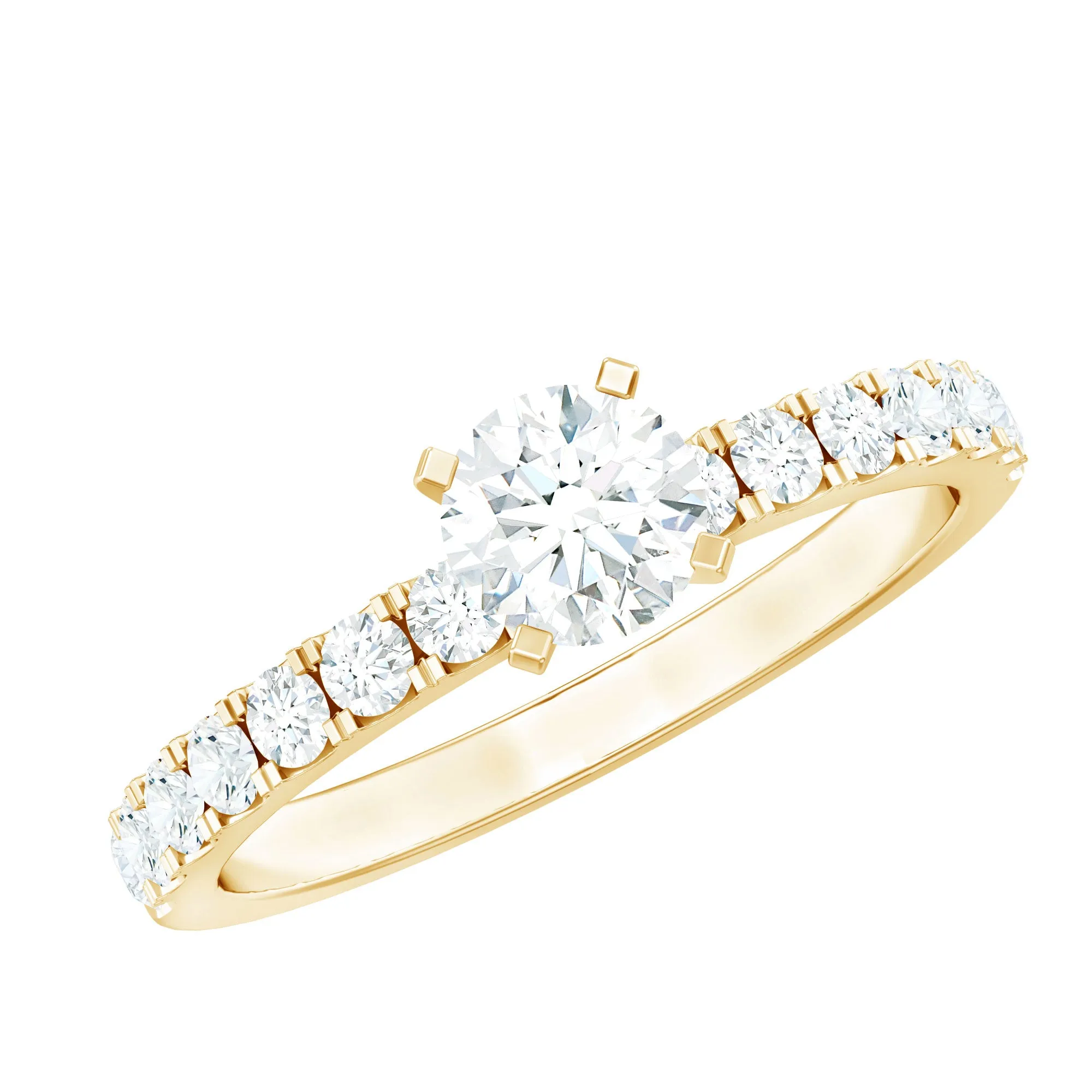 Classic Moissanite Engagement Ring with Side Stones