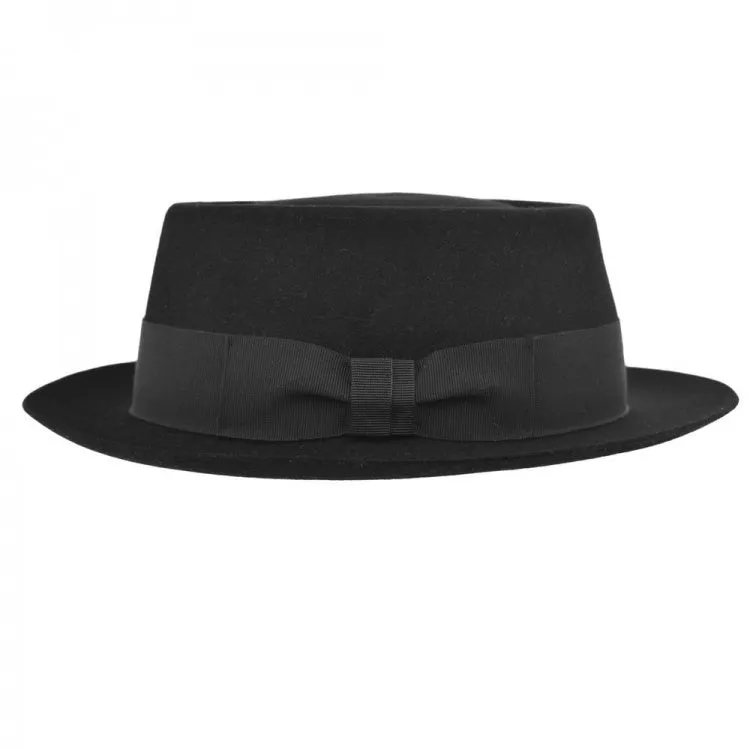 Classic Pork Pie Fur Felt Hat in Black