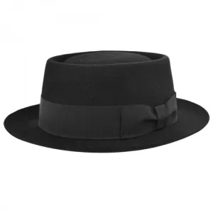 Classic Pork Pie Fur Felt Hat in Black