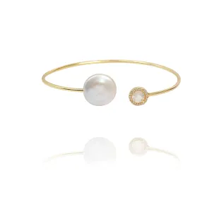 Coin Pearl and Moonstone Mist Cuff