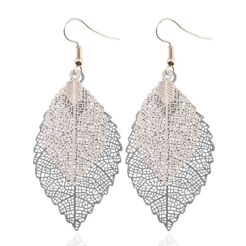 Colorful Ombre Leaf Charm Bohemian Drop Dangle Earrings