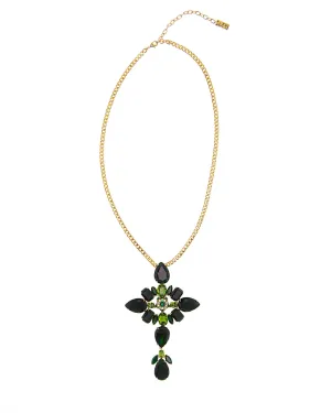 CRYSTAL ELEGANCE STATEMENT NECKLACE (GOLD/EMERALD)