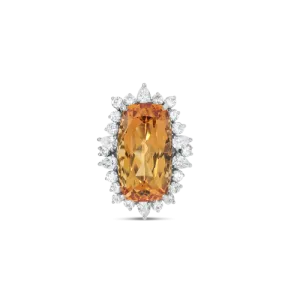 Cushion cut Imperial Topaz & Diamond Ring