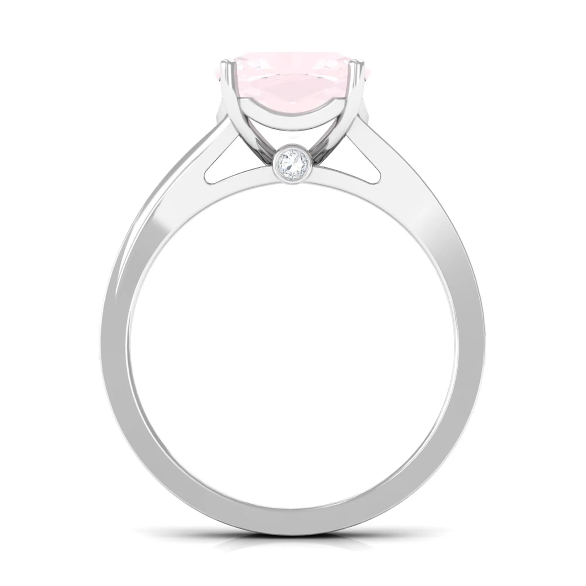 Cushion Cut Rose Quartz and Diamond Engagement Ring with Split Shank