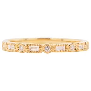 Diamond Baguette Millgrain Ring