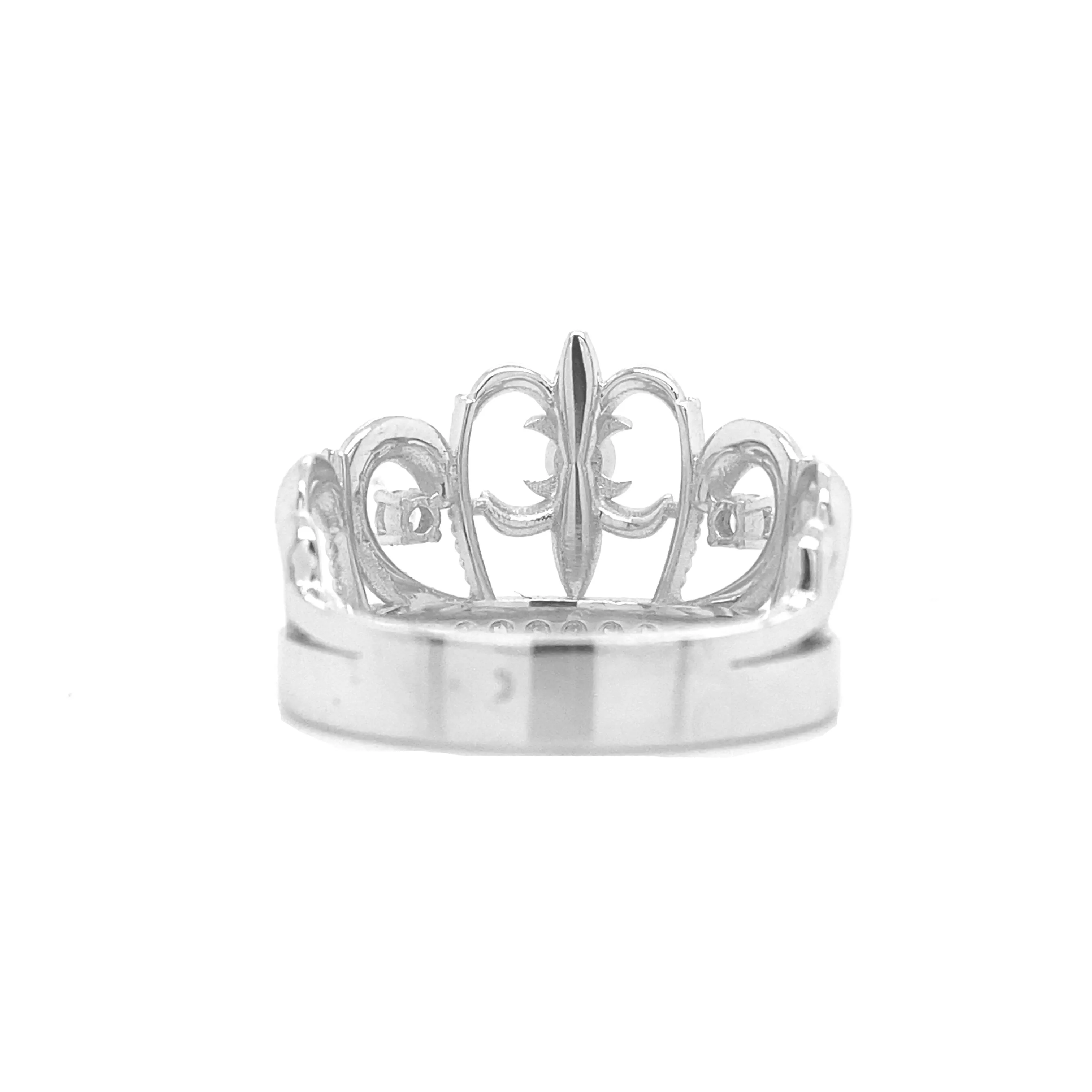 Diamond Crown Ring White Gold R031