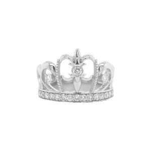 Diamond Crown Ring White Gold R031