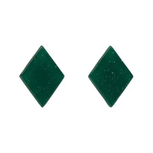 Diamond Glitter Resin Stud Earrings - Emerald