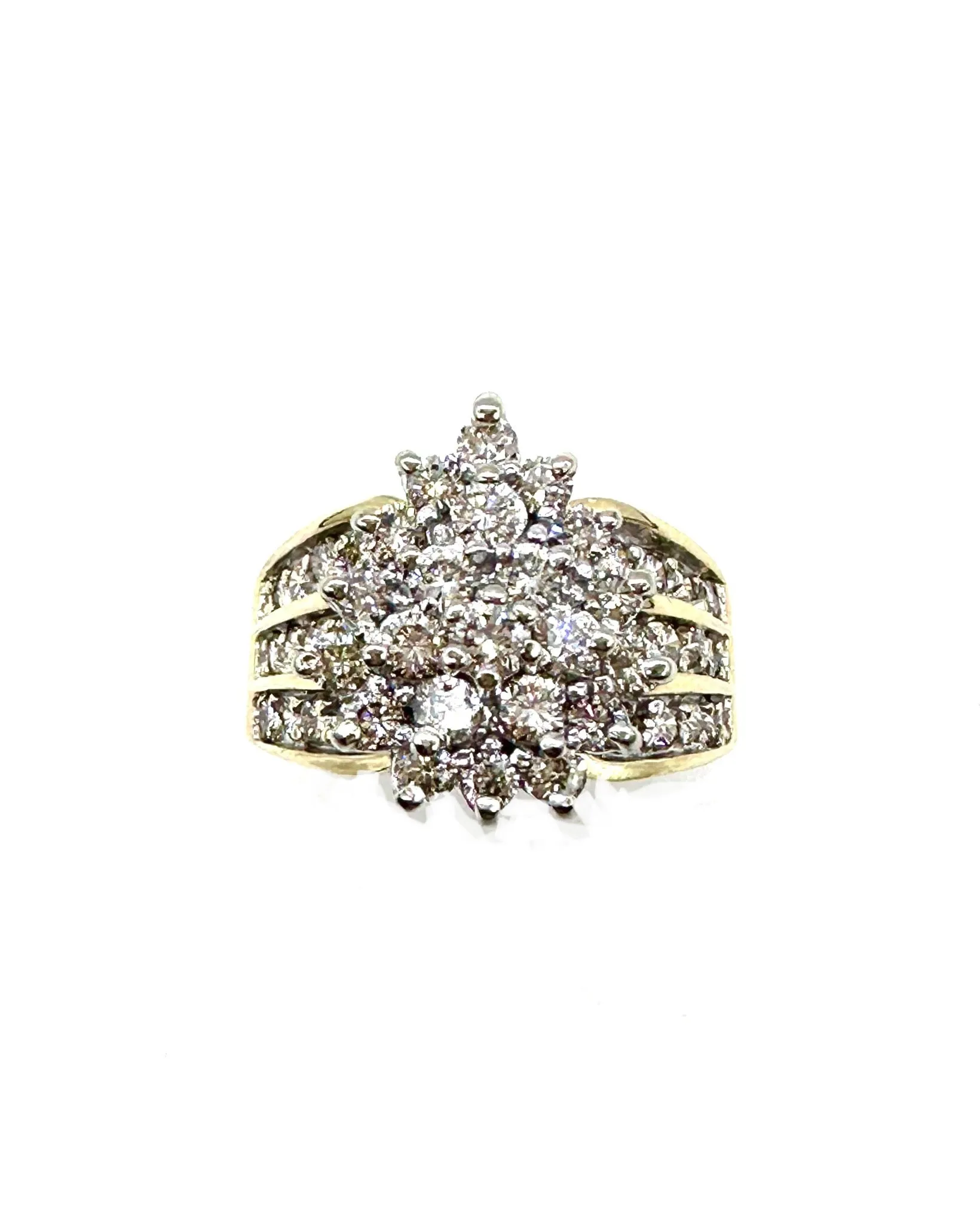 Diamond pear cluster ring