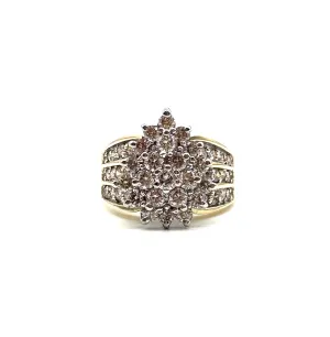 Diamond pear cluster ring