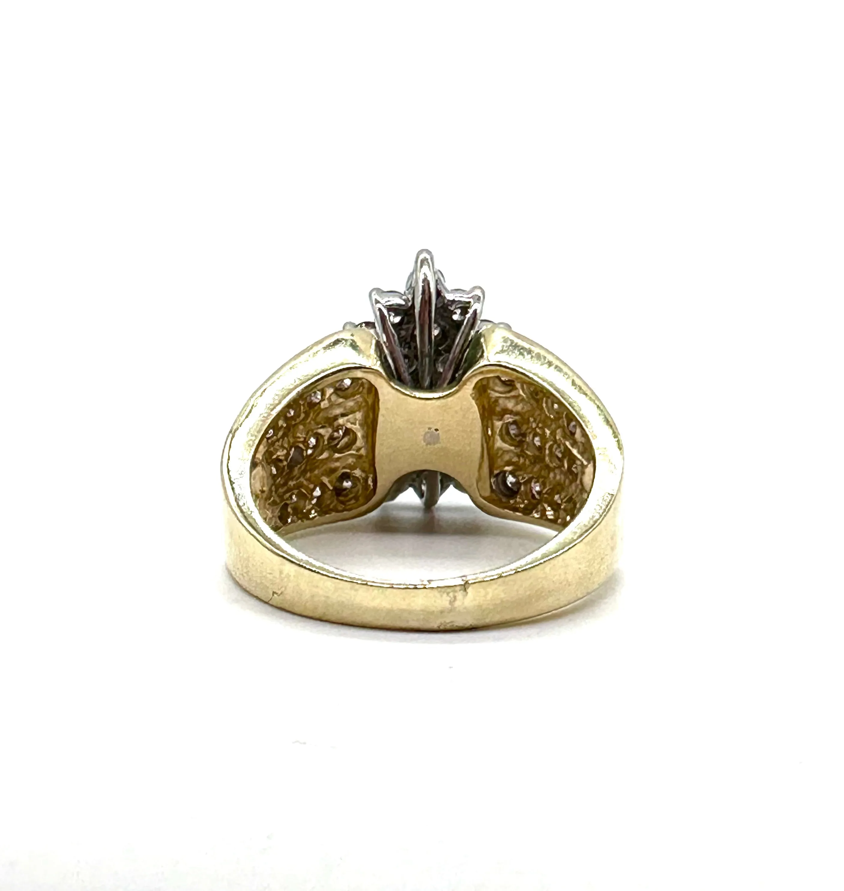 Diamond pear cluster ring