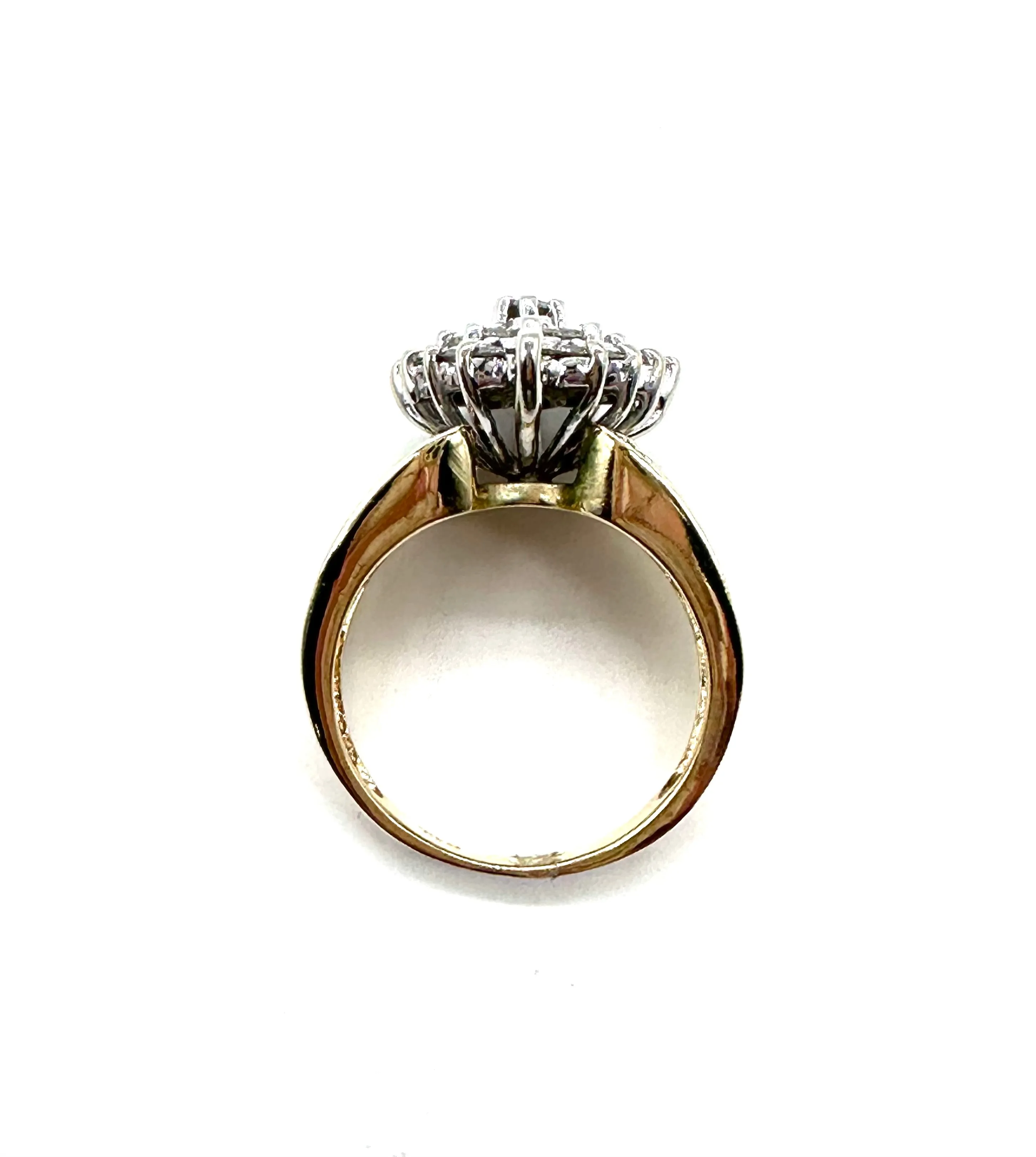 Diamond pear cluster ring