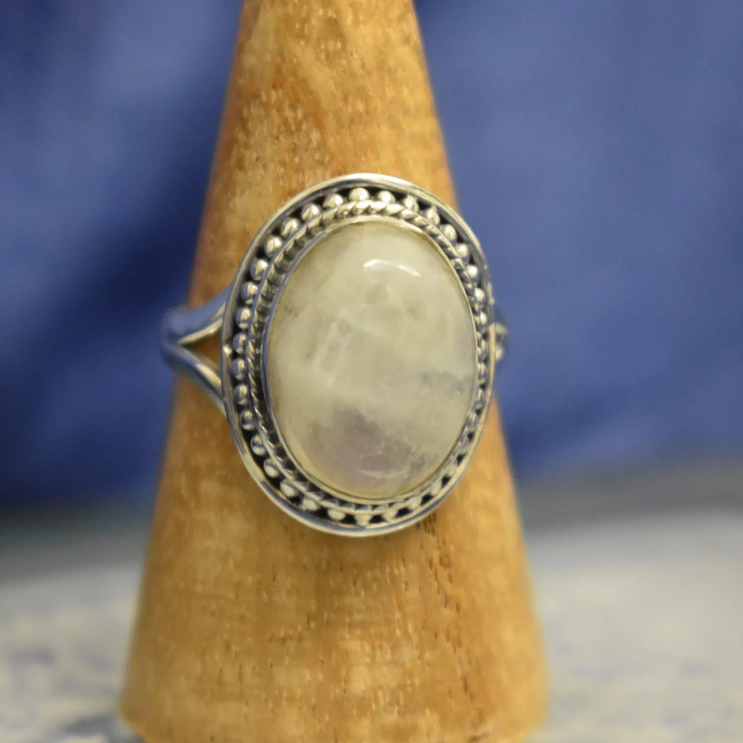 Dotted Moonstone Ring (925) Sterling Silver