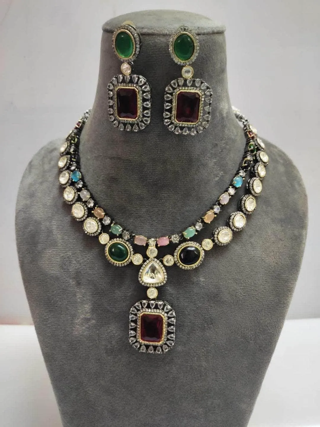 Double Layered Kundan Polki Necklace