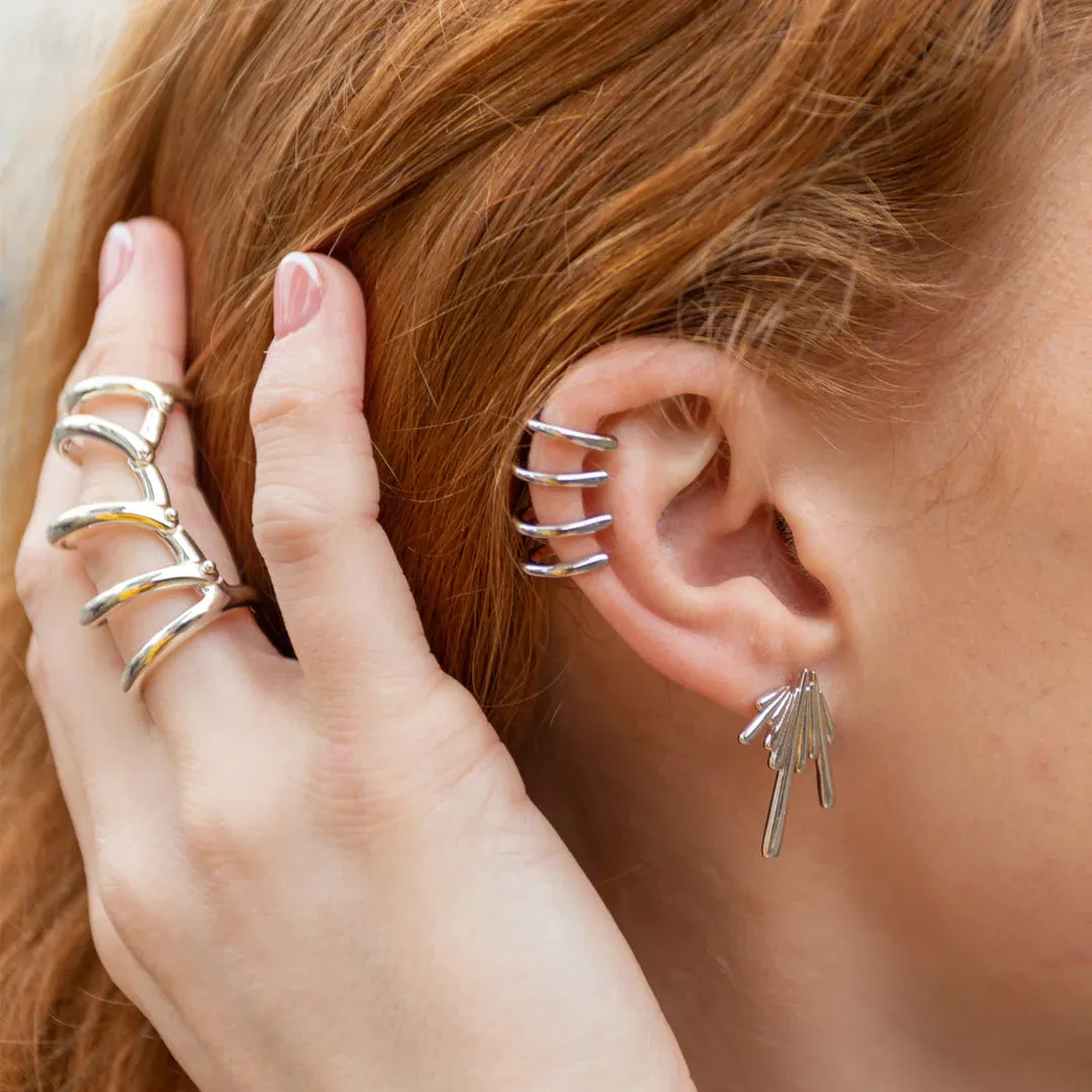 Drop Armour ring in silver by Lucy Quartermaine