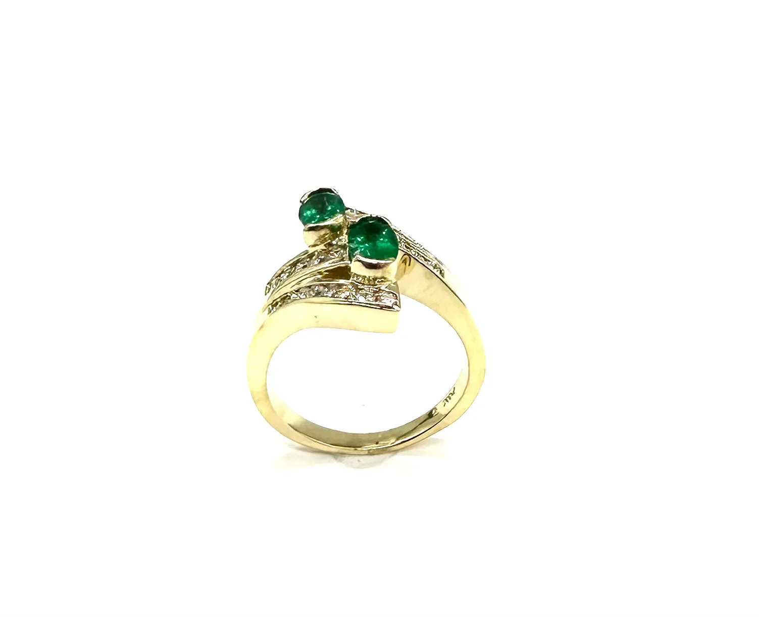 Emerald & Diamond Bypass Ring