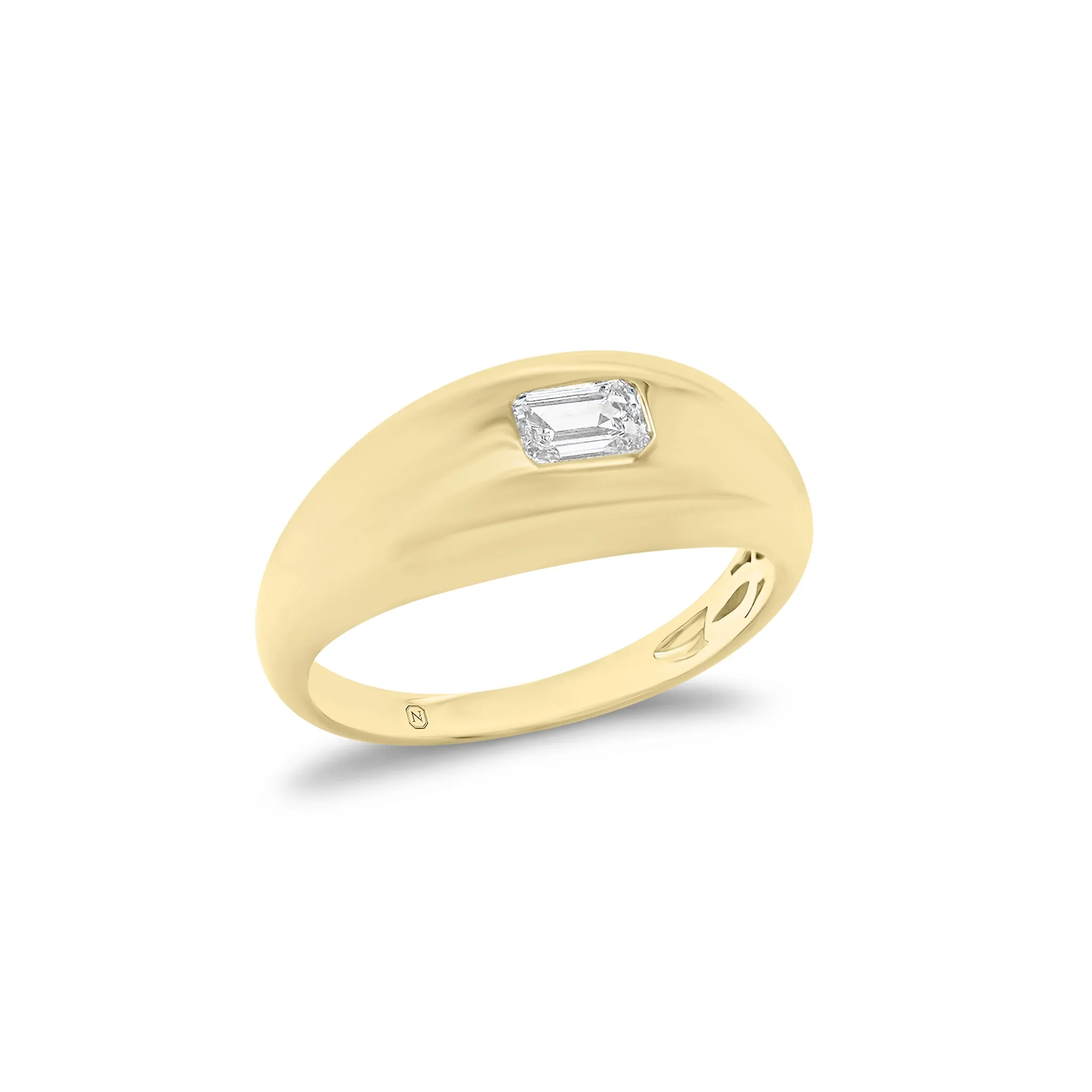 Emerald-Cut Diamond Dome Ring